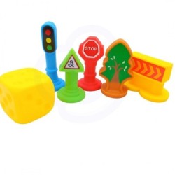 Auton tiematto, dinosaurusautosetti + liikennemerkit