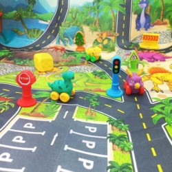 Auton tiematto, dinosaurusautosetti + liikennemerkit