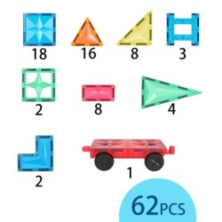 62-osainen MNTL magneettipalikka värillinen Opetusapusarja