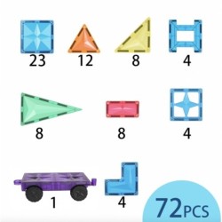 72-osainen Road Trip -sarjan magneettinen rakennuspalikkasetti - värikäs