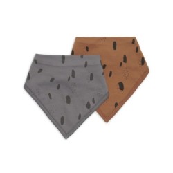 Bandana vauvan ruokalappu, 2 kpl, karamelli/harmaa