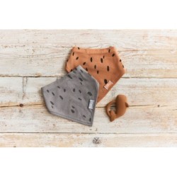 Bandana vauvan ruokalappu, 2 kpl, karamelli/harmaa