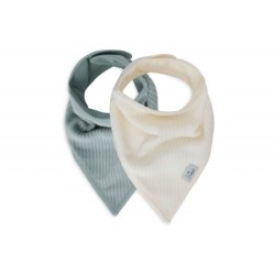 Bandana vauvan ruokalappu, 2 kpl, Velvet Rib - Sea Green/Ivory