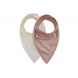 Bandana vauvan ruokalappu, 2 kpl, Velvet Rib - Wild Rose/Ivory
