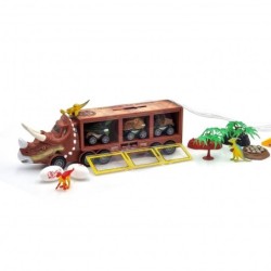 Dinosaur-kuorma-auto ja katapultilla varustetut autot
