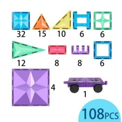 108-osainen Dream Castle Series MNTL värikäs magneettinen rakennuspalikkasetti